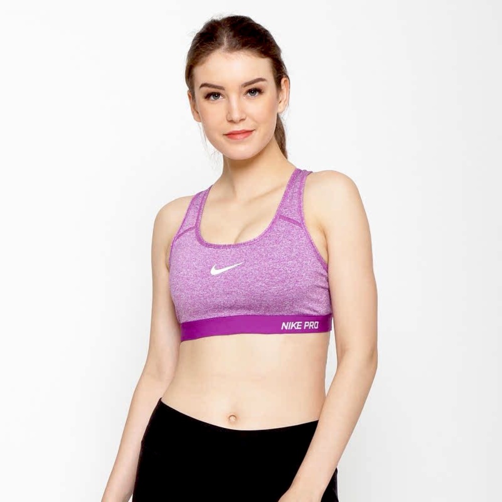 Nike Pro Classic Padded Sports Bra Sz Medium Purple Swoosh
